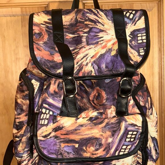 2012 Dr. Who Exploding Tardis Backpack Van Gogh All Over Print Style - Picture 1 of 13